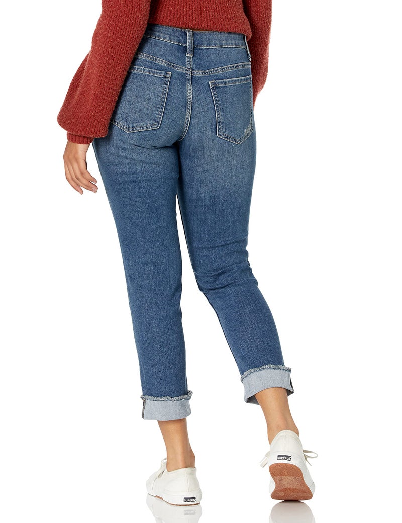 Riders by Lee Indigo Women's Fringe Cuff Boyfriend Jean, Mid Wash, 14 - Image 2